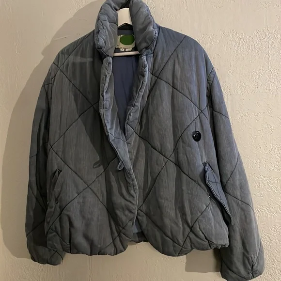 ANTHROPOLOGIE PUFFER QUILTED BLUE JACKET - Picture 3 of 9